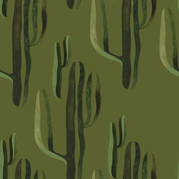 Cacti. Seamless watercolor pattern for wrapping paper, wallpaper and textiles