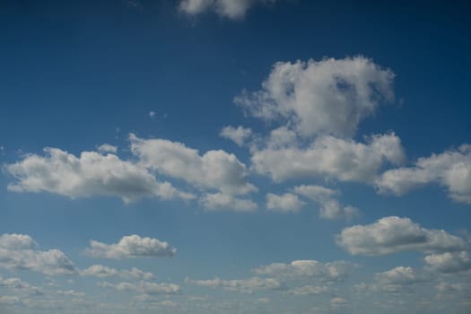 Blue summer sky white cumulus clouds background -image