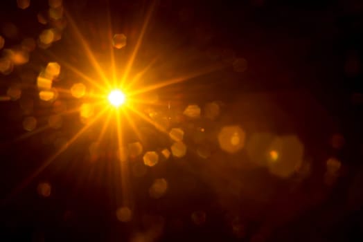 Abstract Natural Sun flare on the black.