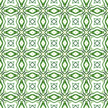 Textile ready charming print, swimwear fabric, wallpaper, wrapping. Green interesting boho chic summer design. Medallion seamless pattern. Watercolor medallion seamless border.