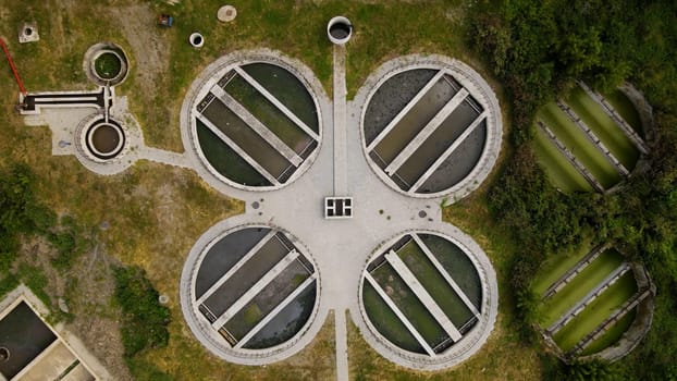 Aerial view of water purification facilities