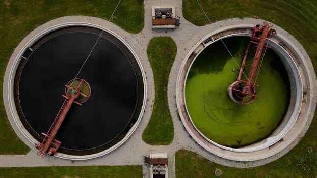 Aerial view of water purification facilities