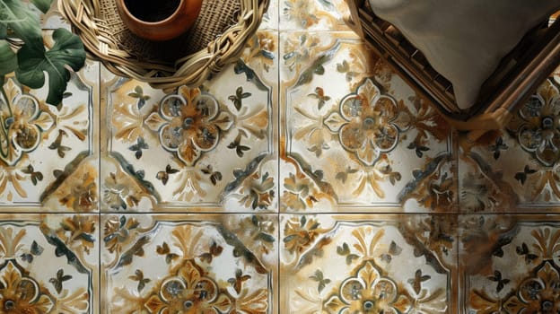 High quality and gorgeous design ceramic tiles texture. Provence style tiles AI