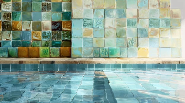 Tiles for facing the pool. Ceramic tiles. Texture for facing the walls of the pool AI