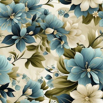 Seamless pattern tile background flowers and floral leaves plants. High quality photo