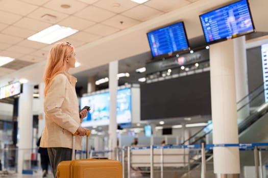 Digital monitor in an airport to check the gate and time to board the plane to travel work abroad.