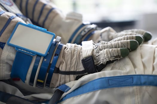 Astronaut space suit gloves close up detail