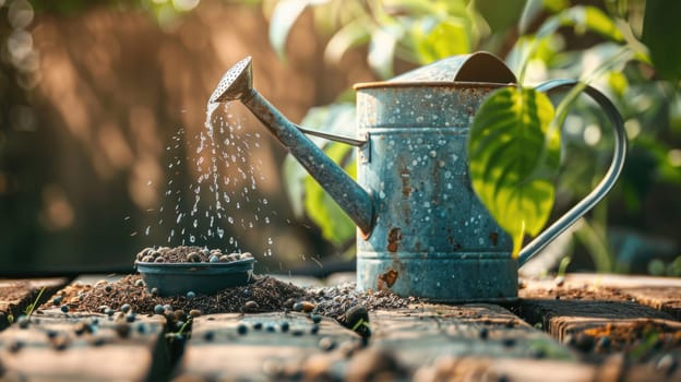 Watering can and seeds for the gardener AI