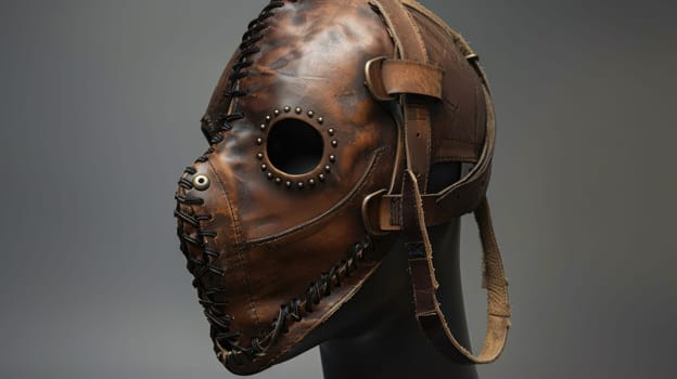 Medieval Leather face mask. BDSM mask or accessory for a horror movie costume AI