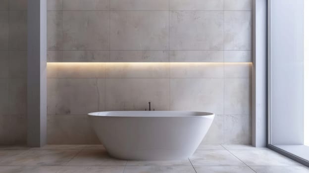 Modern bathroom interior. Bathroom tiles in minimalist style AI