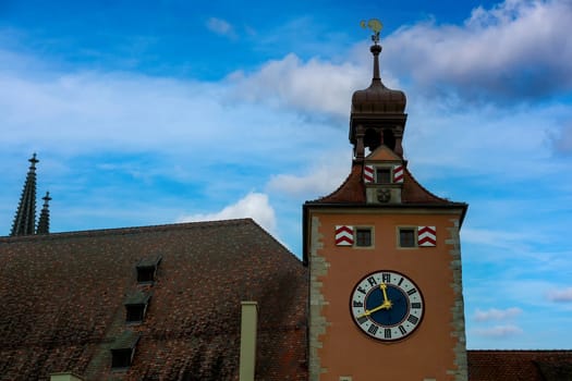 Buildings in the Old Town of Regensburg - Bavaria. UNESCO world heritage site in Germany.