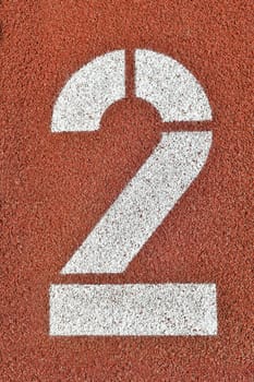 Number two on the red runway is numbered in a stadium