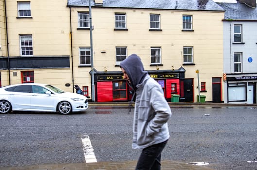 ENNISKILLEN, ULSTER, NORTHERN IRELAND - MARCH 03 2019 : The city is busy a couple of days before the Brexit.