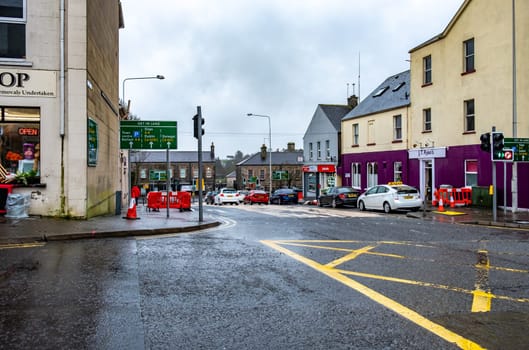 ENNISKILLEN, ULSTER, NORTHERN IRELAND - MARCH 03 2019 : The city is busy a couple of days before the Brexit.