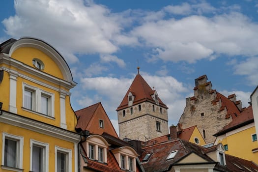 Buildings in the Old Town of Regensburg - Bavaria. UNESCO world heritage site in Germany.