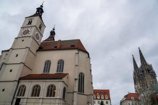 Buildings in the Old Town of Regensburg - Bavaria. UNESCO world heritage site in Germany.