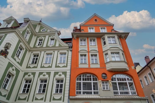 Buildings in the Old Town of Regensburg - Bavaria. UNESCO world heritage site in Germany.