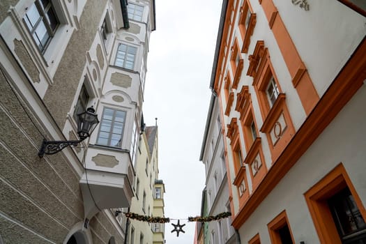 Buildings in the Old Town of Regensburg - Bavaria. UNESCO world heritage site in Germany detail