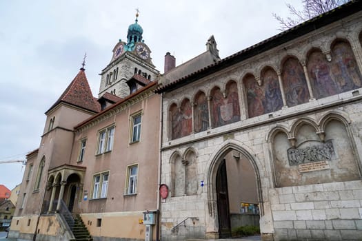 Buildings in the Old Town of Regensburg - Bavaria. UNESCO world heritage site in Germany detail