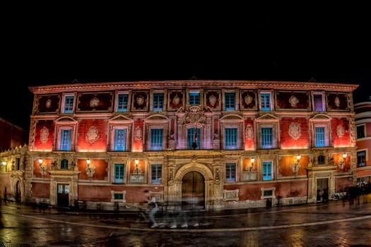 Murcia, Spain Episcopal palace view at night