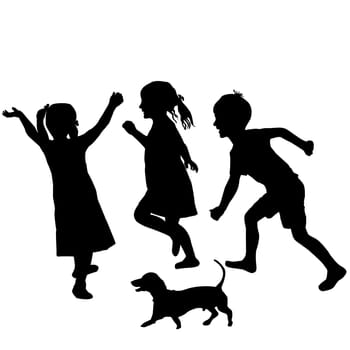 Silhouettes of kids playing