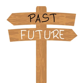 Past versus future concept with direction arrows