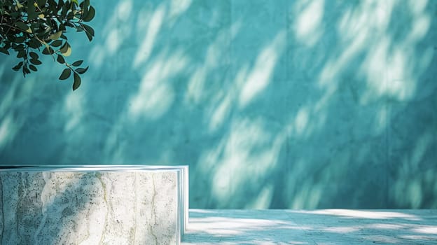 A white box sitting on a concrete slab next to some trees