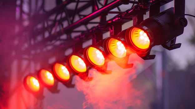 A group of lights that are lit up on a stage