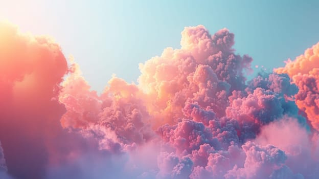 A colorful cloud formation in the sky with a blue and pink color