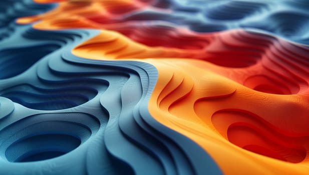 A close up of an electric blue wave pattern on a liquid surface, resembling a natural landscape art inspired by the geological phenomenon of wind waves