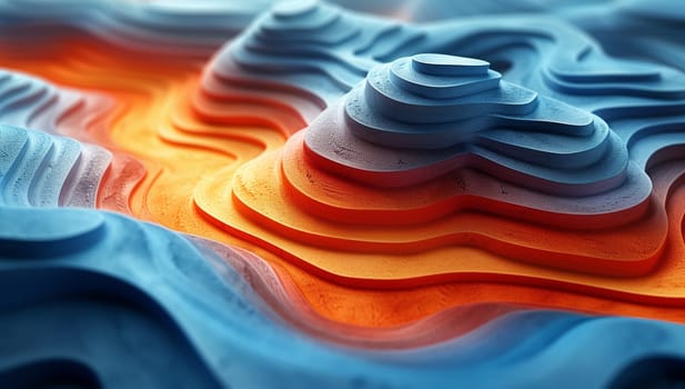 A close up of an electric blue wave pattern on a liquid surface, resembling a natural landscape art inspired by the geological phenomenon of wind waves