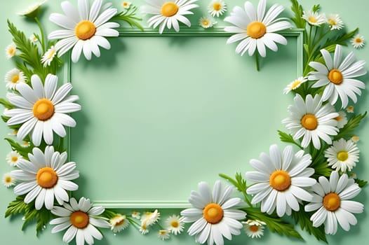 beautiful abstract background with bright daisy flowers. AI generated image.
