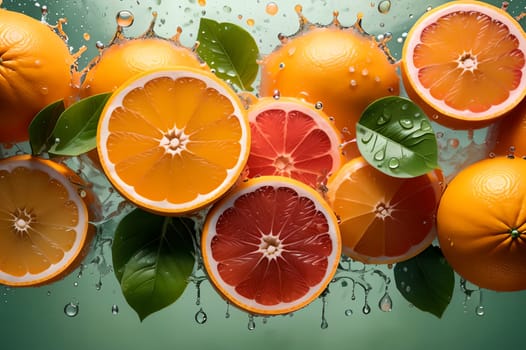 Orange and grapefruit rings as background .AI generated image.