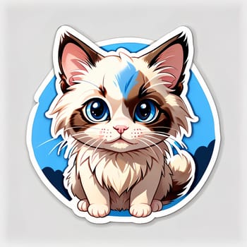 Ragdoll cat sticker. AI generated image.