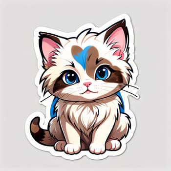 Ragdoll cat sticker. AI generated image.