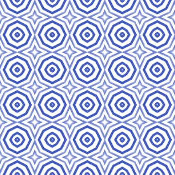 Tiled watercolor pattern. Indigo symmetrical kaleidoscope background. Hand painted tiled watercolor seamless. Textile ready eminent print, swimwear fabric, wallpaper, wrapping.