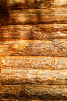 Brown wood log wall surface background image. Background, texture, place for text and copy space