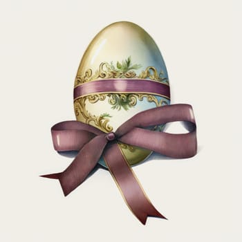 vintage easter egg with ribbon bow decoration, ai