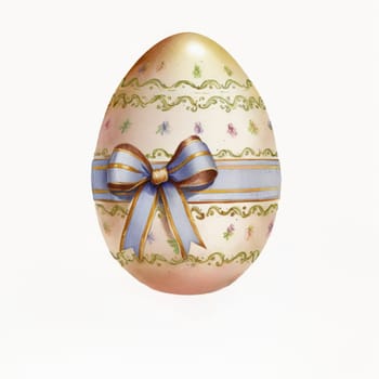 vintage easter egg with ribbon bow decoration, ai