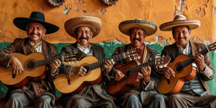 Mariachi Musicians band, cinco de mayo celebration. ai generated