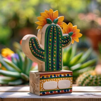 Save the date white block calendar for Cinco de Mayo, May 5, with fun Mexican cactus and flags. ai generated
