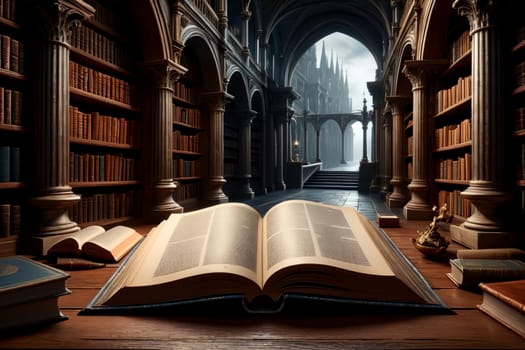 large old library in a large building .