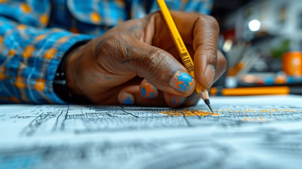 Close-up of a hand sketching a fashion design, representing creativity, style, and the fashion industry.