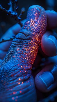 Close-up of a hand unlocking a smartphone with a fingerprint, demonstrating security and technology.