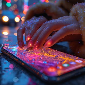 Close-up of fingers scrolling through a news feed on a phone, representing information consumption.