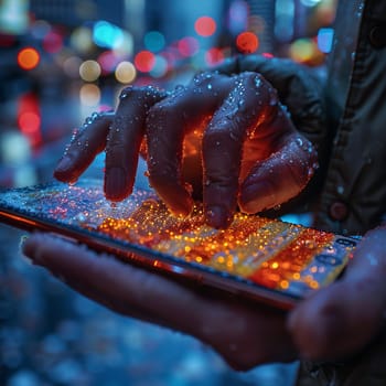 Close-up of fingers scrolling through a news feed on a phone, representing information consumption.