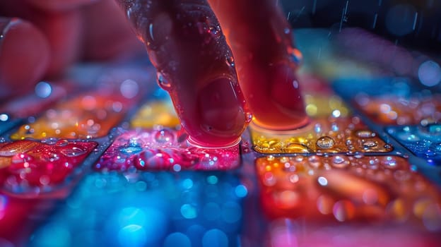 Close-up of fingers scrolling through a news feed on a phone, representing information consumption.