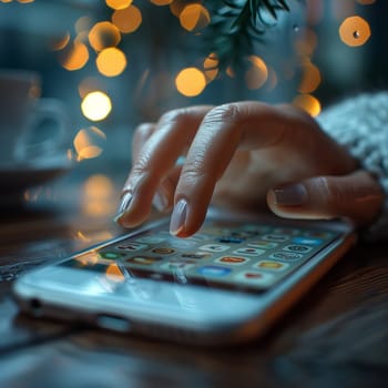 Close-up of fingers scrolling through a news feed on a phone, representing information consumption.