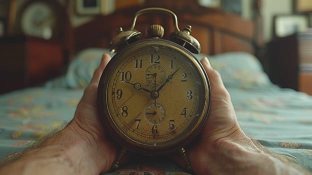 Fingers setting a traditional alarm clock, showcasing the importance of time and routine.