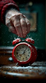 Fingers setting a traditional alarm clock, showcasing the importance of time and routine.